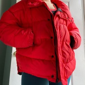Urban Outfitters red puffer jacket